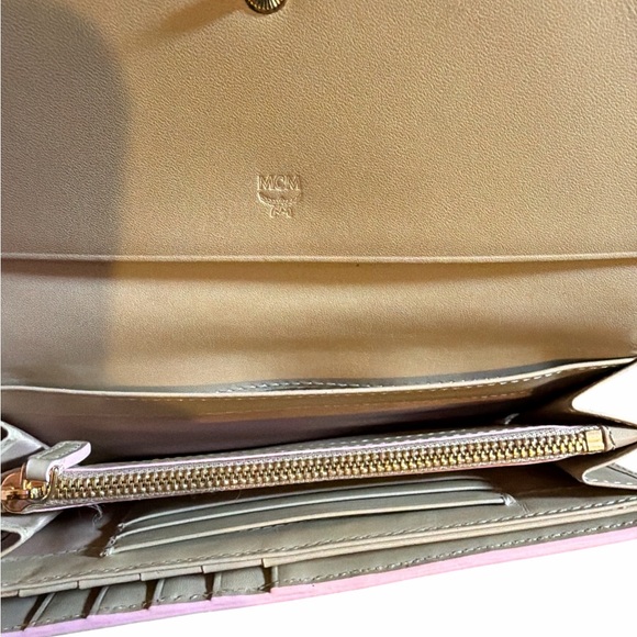 MCM Soft Pink Saffiano Leather Continental Flap Wallet - Gold Hardware - Picture 4 of 8